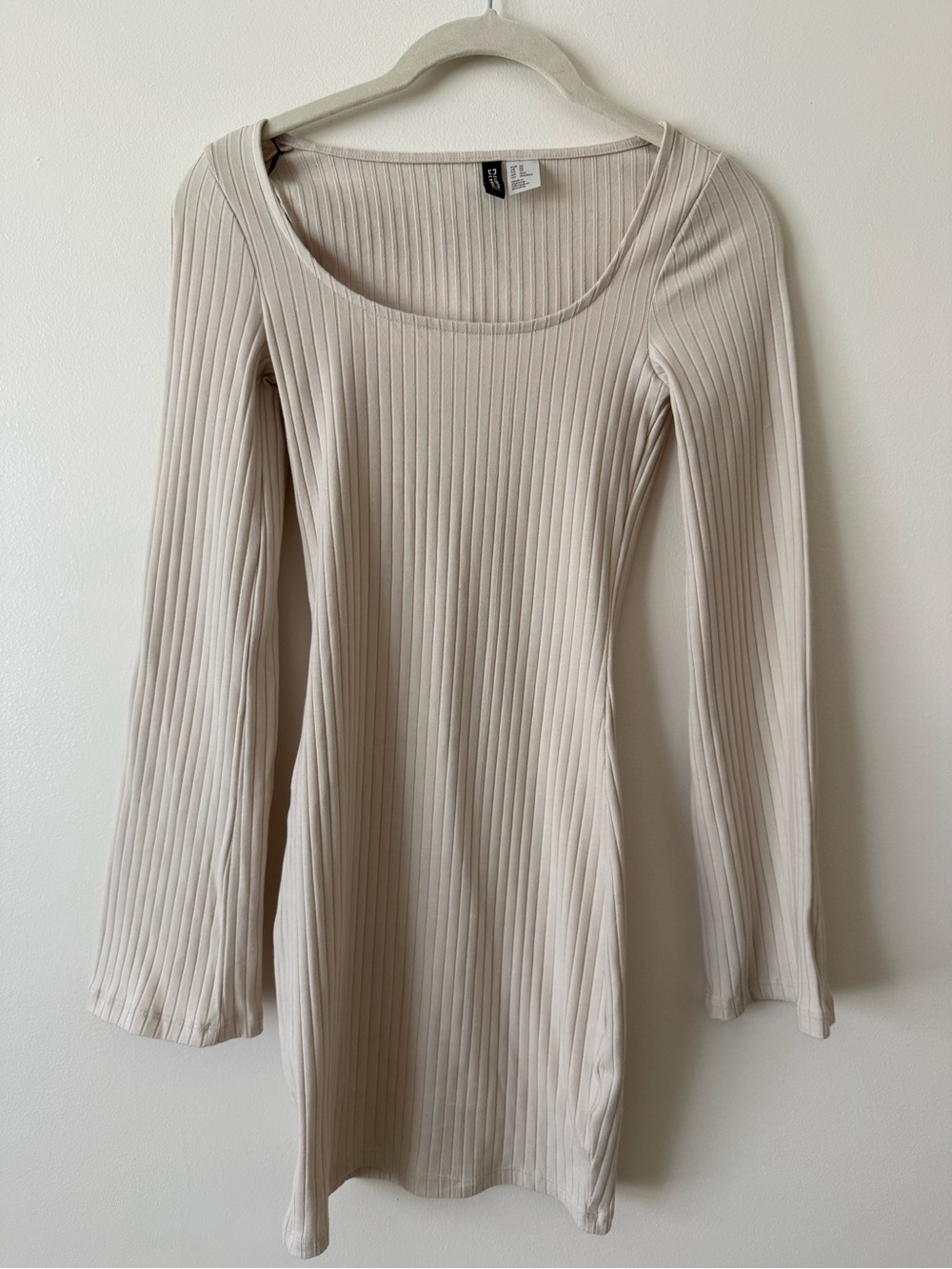 H&M Beige Ribbed Mini Dress